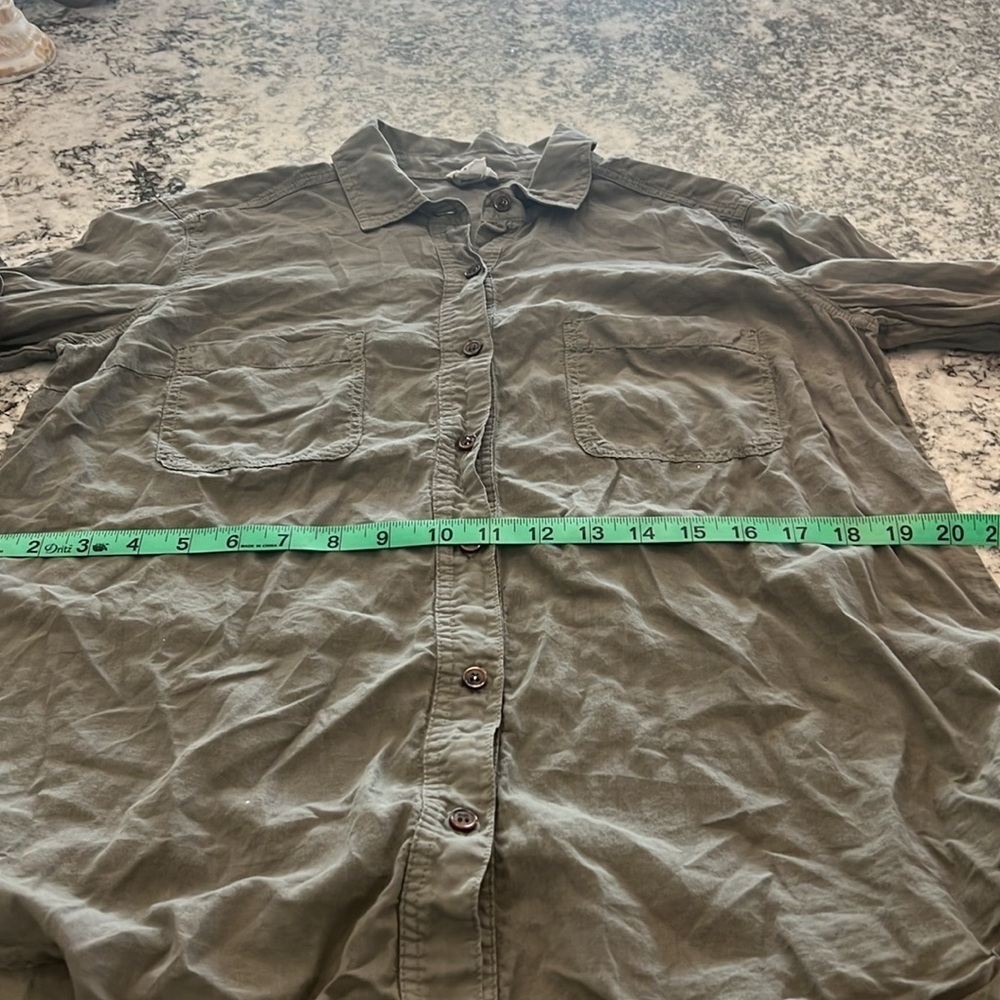 Splendid Damsel Blouse Top Button Down Shirt Jacket Olive Long Sleeve Shirt - Picture 5 of 7